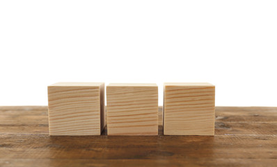 Blank wooden blocks on a white background