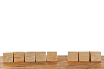 Blank wooden blocks on a white background
