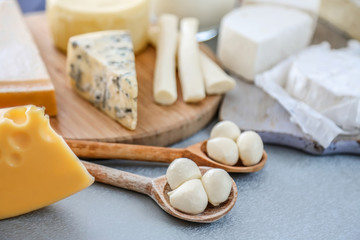Dairy products on kitchen table