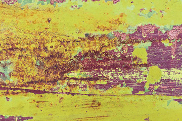rusty grunge aged iron painted texture, multicolored background