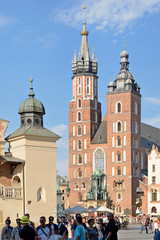 Fototapeta na wymiar Old Town square in Krakow, Poland -Stitched Panorama
