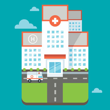 Hospital / Flat design illustration of hospital. 
