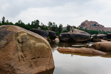 Picturesque nature landscape. Hampi, India