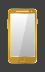 Golden modern mobile phone isolated. Vector illustration