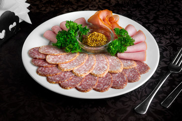 Assorted meat delicacies on a plate