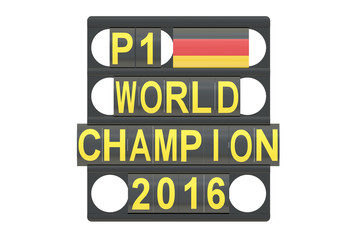 World Champion racing concept, pit board with flag of Germany, 3