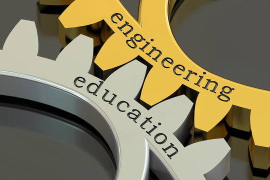 Engineering Education concept on the gearwheels, 3D rendering