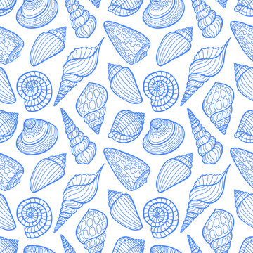seamless sketch blue seashells