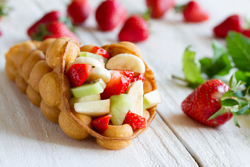 waffles with fruits