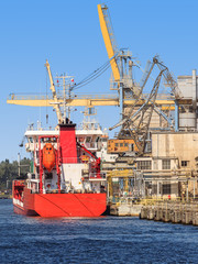 Loading phosphate fertilizers in the port of Gdansk, Poland.