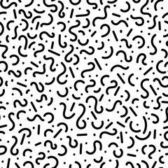 Vector seamless, abstract, black and white pattern. Memphis Style, 80s.