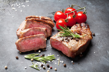 Grilled sliced beef steak