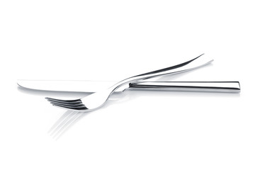Silverware or flatware set of fork and knife