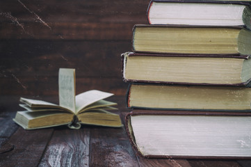 stack of books on the table