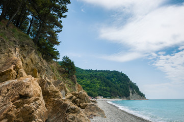 View along the sea shoreline