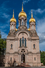 Fototapeta na wymiar Russisch-orthodoxe Kirche in Wiesbaden; Deutschland