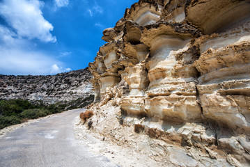 Mushroom shaped mountains on Crete island, Greece