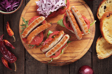 Grilled sausage sandwich