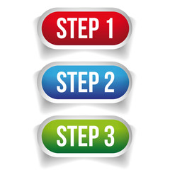 Step One, Two, Three progress buttons