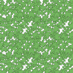 Set of Green Pazzle  on White Background. Seamless Jigsaw Pattern