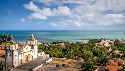 High view of Olinda and Se Cathedral - Pernambuco, Brazil - obrazy, fototapety, plakaty