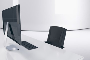 Office furniture in white room