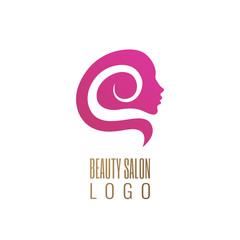 Beauty salon vector logo or icon template. Logo woman silhouette.