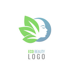 Beauty salon vector logo or icon template. Logo woman silhouette. Eco logotype.