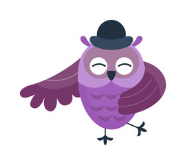 Cute vector funny cartoon owls. Animal character cartoon owl comic funny collection. Doodle cheerful bird cartoon owl. Adorable different owl various expression bird