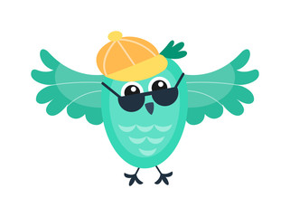 Cute vector funny cartoon owls. Animal character cartoon owl comic funny collection. Doodle cheerful bird cartoon owl. Adorable different owl various expression bird