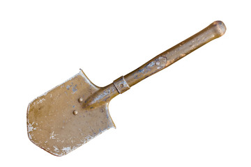 Infantry military shovel isolated on white background