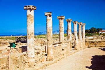 Saranta Kolones or Forty Columns castle is a ruined medieval fortress inside the Paphos Archaeological Park on Cyprus