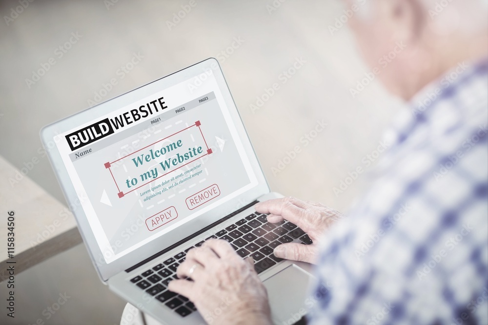 Poster composite image of composite image of website interface