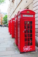 traditional red phone boxes in London