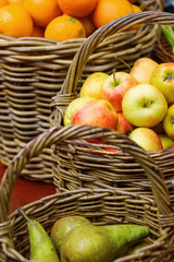 baskets with different fruits