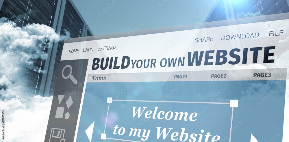 Poster composite image of composite image of build website interface