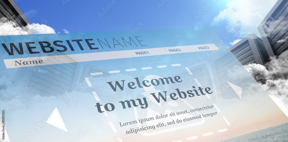 Poster composite image of composite image of build website interface