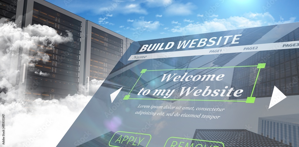 Poster composite image of composite image of build website interface
