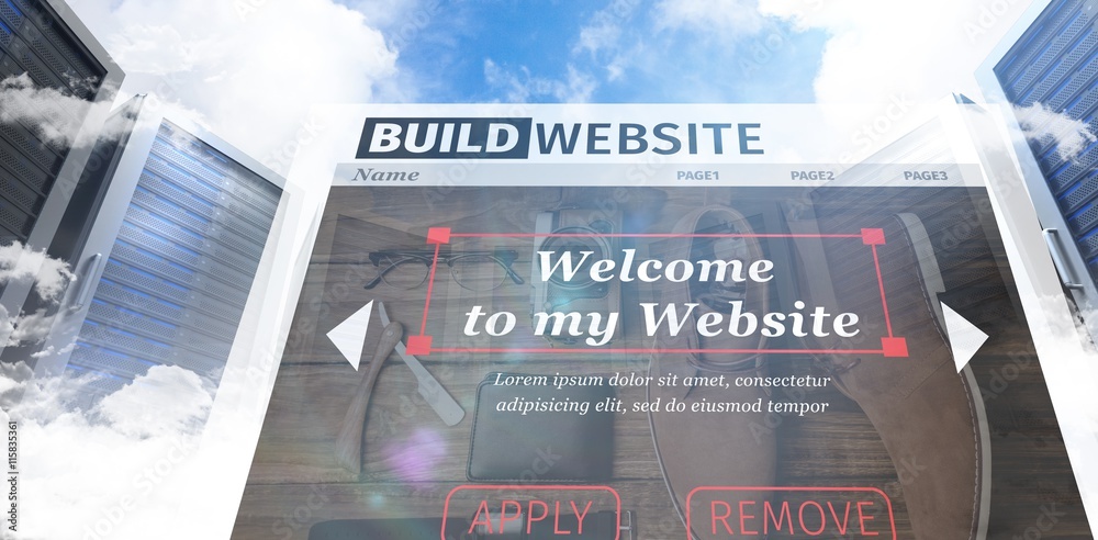 Poster composite image of composite image of build website interface