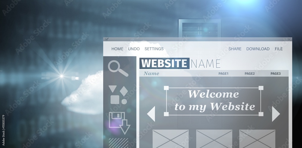 Poster composite image of composite image of website interface