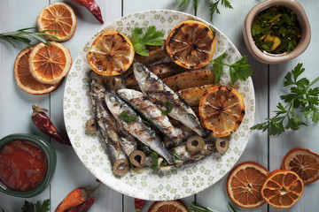 Grilled sardine fish