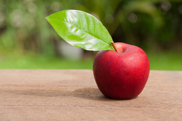 Red appleon wooden, Natural background