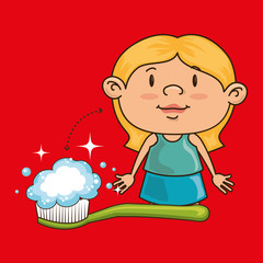 Obraz na płótnie Canvas girl with toothbrush isolated icon design, vector illustration graphic 