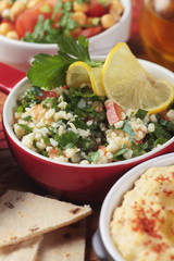 Tabbouleh, middle eastern salad with bulgur wheat pasta