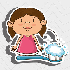 girl with toothbrush isolated icon design, vector illustration  graphic 