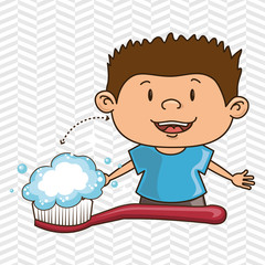 boy with toothbrush isolated icon design, vector illustration  graphic 