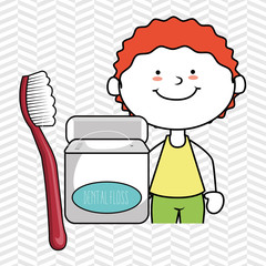 boy with dental floss isolated icon design, vector illustration  graphic 