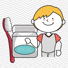 boy with dental floss isolated icon design, vector illustration  graphic 