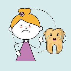 diseased tooth girl isolated icon design, vector illustration  graphic 