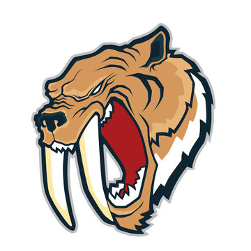Sabertooth tiger head mascot